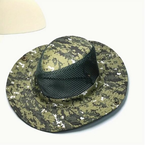 Camouflage Green Vented Shade Hat Large Brim - Picture 1 of 3